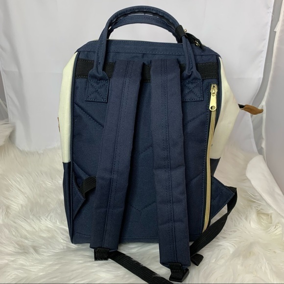 Japan Anello Backpack Purse Red Blue Cream and Leather Details Clean - Picture 2 of 5